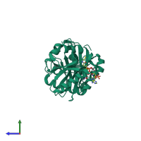 PDB entry 7wx7 coloured by chain, side view.