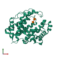 PDB entry 7wxp coloured by chain, front view.