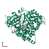 Monomeric assembly 1 of PDB entry 7wy3 coloured by chemically distinct molecules, front view.