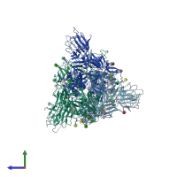 PDB entry 7wz1 coloured by chain, side view.