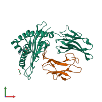 PDB entry 7x1b coloured by chain, front view.