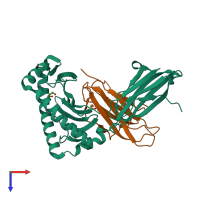 PDB entry 7x1b coloured by chain, top view.