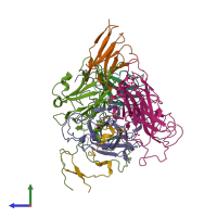 PDB entry 7x2t coloured by chain, side view.