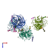 PDB entry 7x36 coloured by chain, top view.