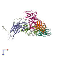 PDB entry 7x37 coloured by chain, top view.