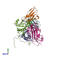 PDB entry 7x38 coloured by chain, side view.