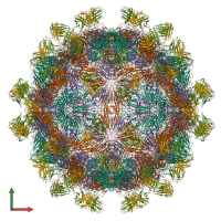 Hetero 360-meric assembly 1 of PDB entry 7x3e coloured by chemically distinct molecules, front view.