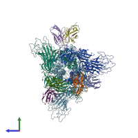 PDB entry 7x6a coloured by chain, side view.