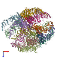 PDB entry 7x7y coloured by chain, top view.
