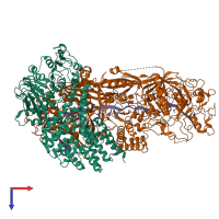 PDB entry 7x8a coloured by chain, top view.