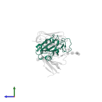 Spike glycoprotein in PDB entry 7x8w, assembly 1, side view.