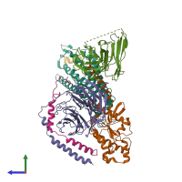 PDB entry 7xbd coloured by chain, side view.