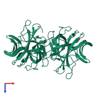 Homo dimeric assembly 1 of PDB entry 7xca coloured by chemically distinct molecules, top view.