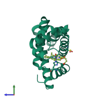 PDB entry 7xcf coloured by chain, side view.