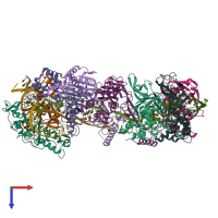 PDB entry 7xg0 coloured by chain, top view.