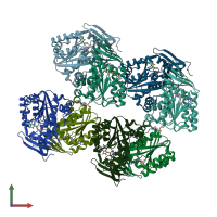 PDB entry 7xig coloured by chain, front view.