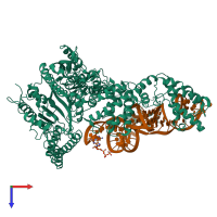 PDB entry 7xjz coloured by chain, top view.
