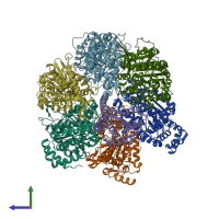 PDB entry 7xko coloured by chain, side view.