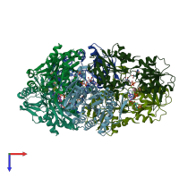 PDB entry 7xmv coloured by chain, top view.