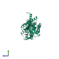 PDB entry 7xna coloured by chain, side view.