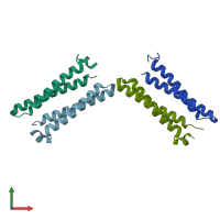 PDB entry 7xnj coloured by chain, front view.