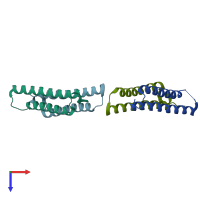 PDB entry 7xnj coloured by chain, top view.