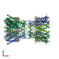 PDB entry 7xnv coloured by chain, front view.