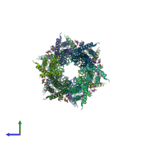 PDB entry 7xnv coloured by chain, side view.