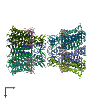 PDB entry 7xnv coloured by chain, top view.