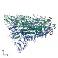 PDB entry 7xoe coloured by chain, front view.