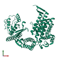 Monomeric assembly 1 of PDB entry 7xon coloured by chemically distinct molecules, front view.