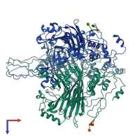 PDB entry 7xpg coloured by chain, top view.