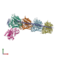 PDB entry 7xqx coloured by chain, front view.