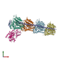 PDB entry 7xr1 coloured by chain, front view.