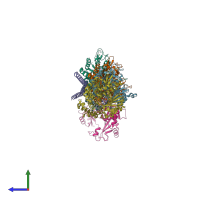PDB entry 7xr1 coloured by chain, side view.