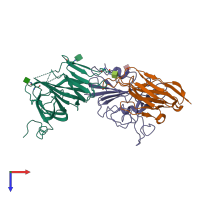 PDB entry 7xrp coloured by chain, top view.