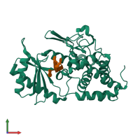 PDB entry 7xs4 coloured by chain, front view.