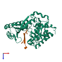 PDB entry 7xs4 coloured by chain, top view.
