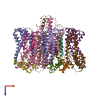 PDB entry 7xtg coloured by chain, top view.