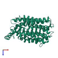 PDB entry 7xtk coloured by chain, top view.