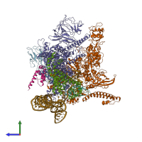 PDB entry 7xui coloured by chain, side view.