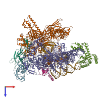 PDB entry 7xui coloured by chain, top view.