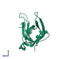 PDB entry 7xuw coloured by chain, side view.