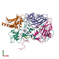 PDB entry 7xxa coloured by chain, front view.