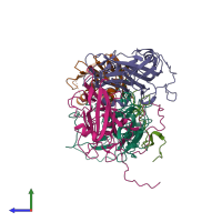 PDB entry 7xxa coloured by chain, side view.