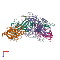 PDB entry 7xxa coloured by chain, top view.