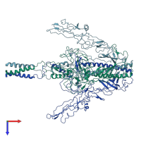 PDB entry 7xym coloured by chain, top view.