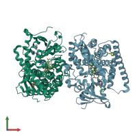 PDB entry 7y0p coloured by chain, front view.