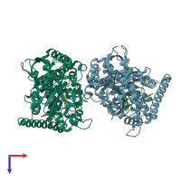 PDB entry 7y0p coloured by chain, top view.