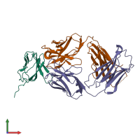 PDB entry 7y1b coloured by chain, front view.